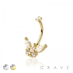 316L SURGICAL STEEL TOP CZ WITH CZ BUTTERFLY EYEBROW (CURVED BARBELL)